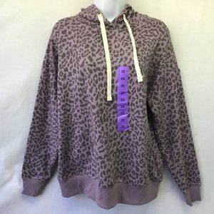 Buffalo Women's Hoodie Purple Animal Print Long Sleeve Drawstring Hoodie NWT XS